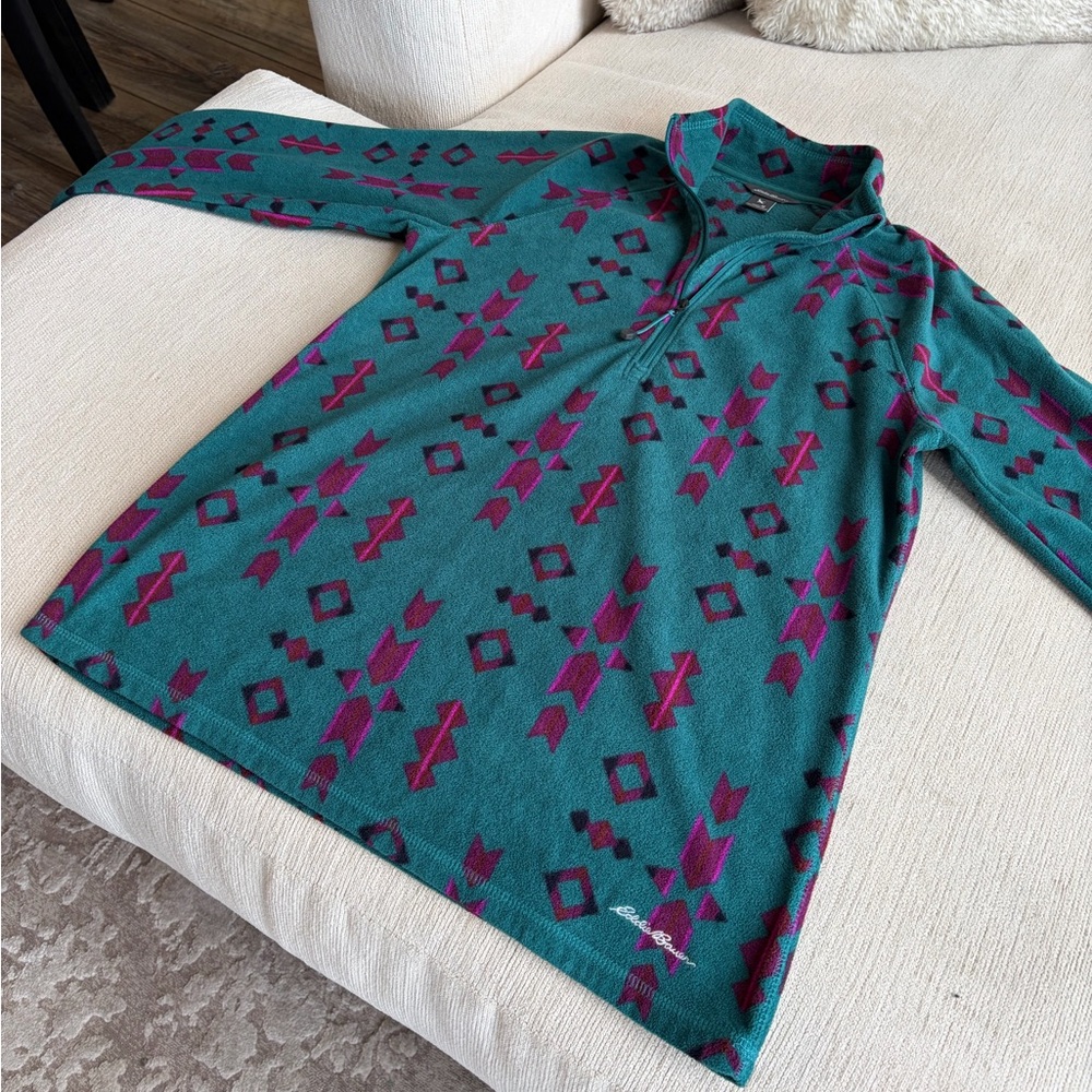 Women’s Eddie Bauer Multicolor Quarter Zip Fleece Size Medium Like New Condition